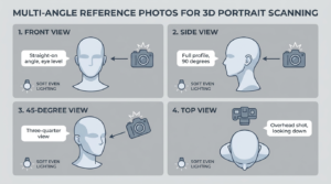 custom 3d portrait photo guide reference photo for 3D statue scanning
