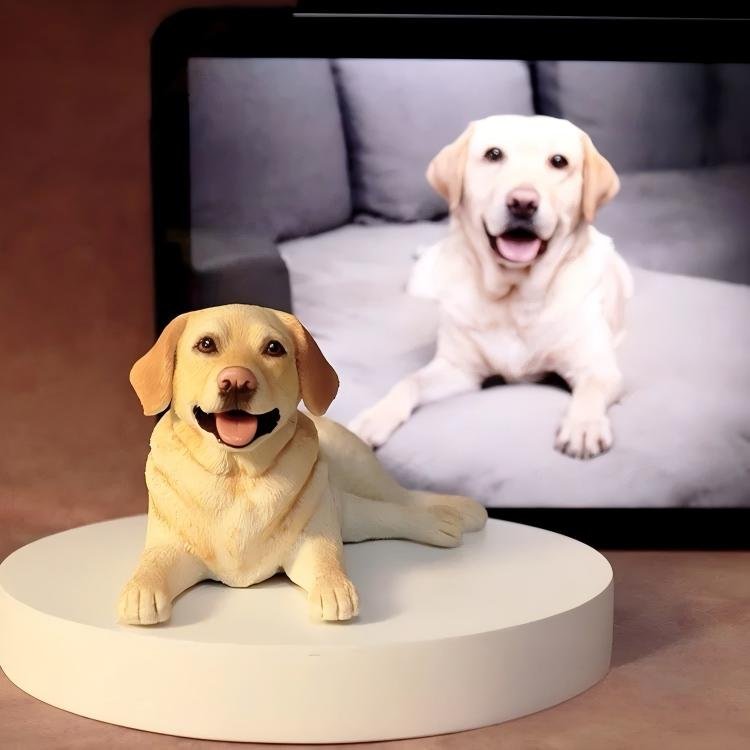 full color resin 3d custom dog portrait figurine, memorial pet keepsake statue